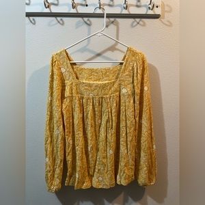 Lucky Brand Size Small Yellow Long Sleeve Women’s Top
